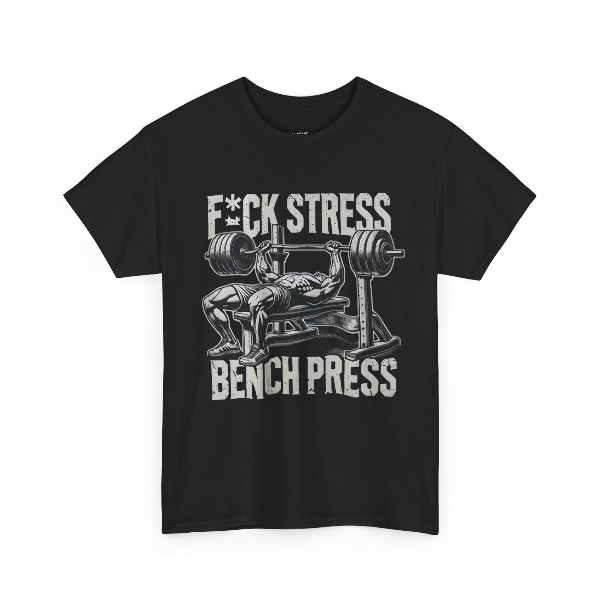 Gym Motivation Unisex Heavy Cotton Tee - "F*CK STRESS, BENCH PRESS"