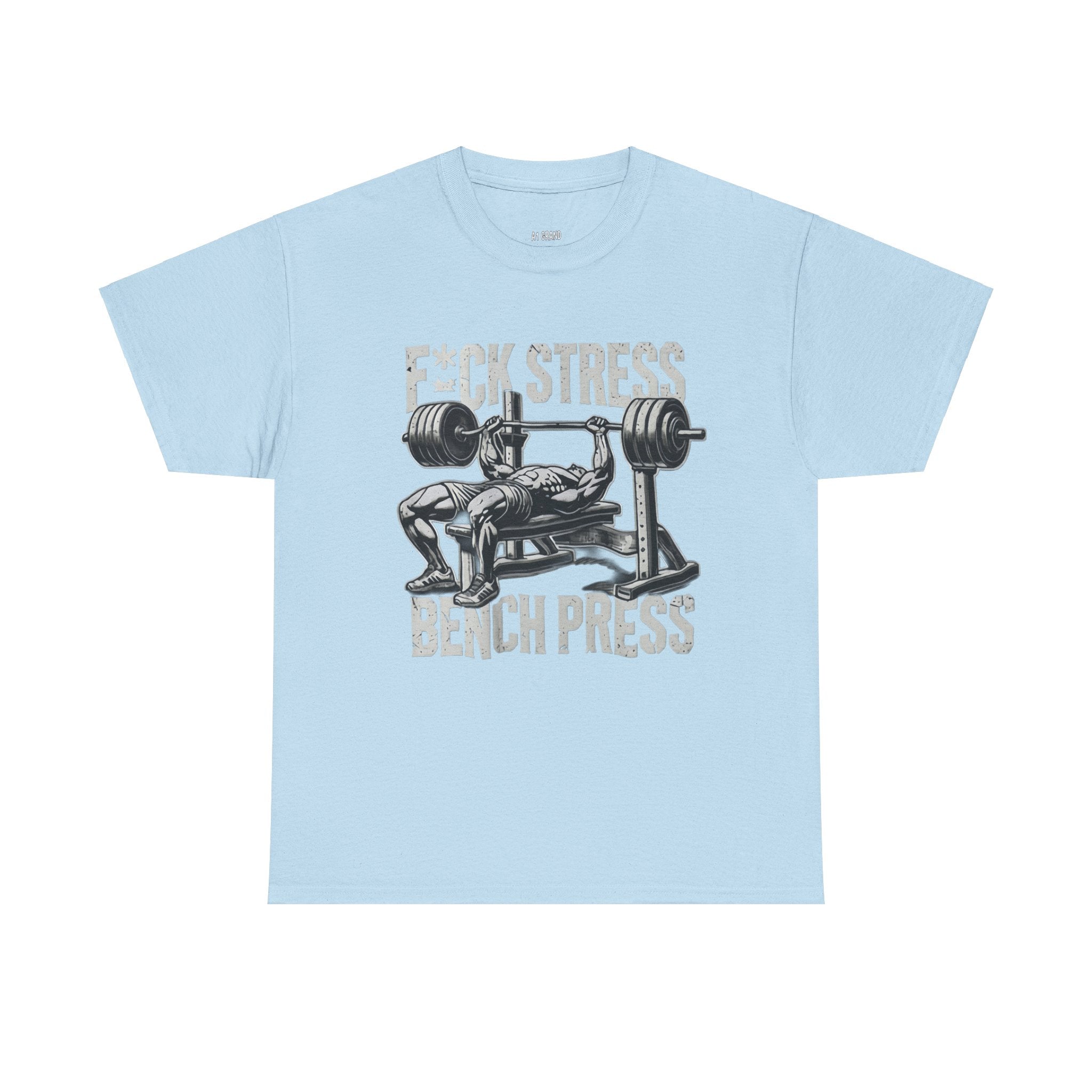 Gym Motivation Unisex Heavy Cotton Tee - "F*CK STRESS, BENCH PRESS"