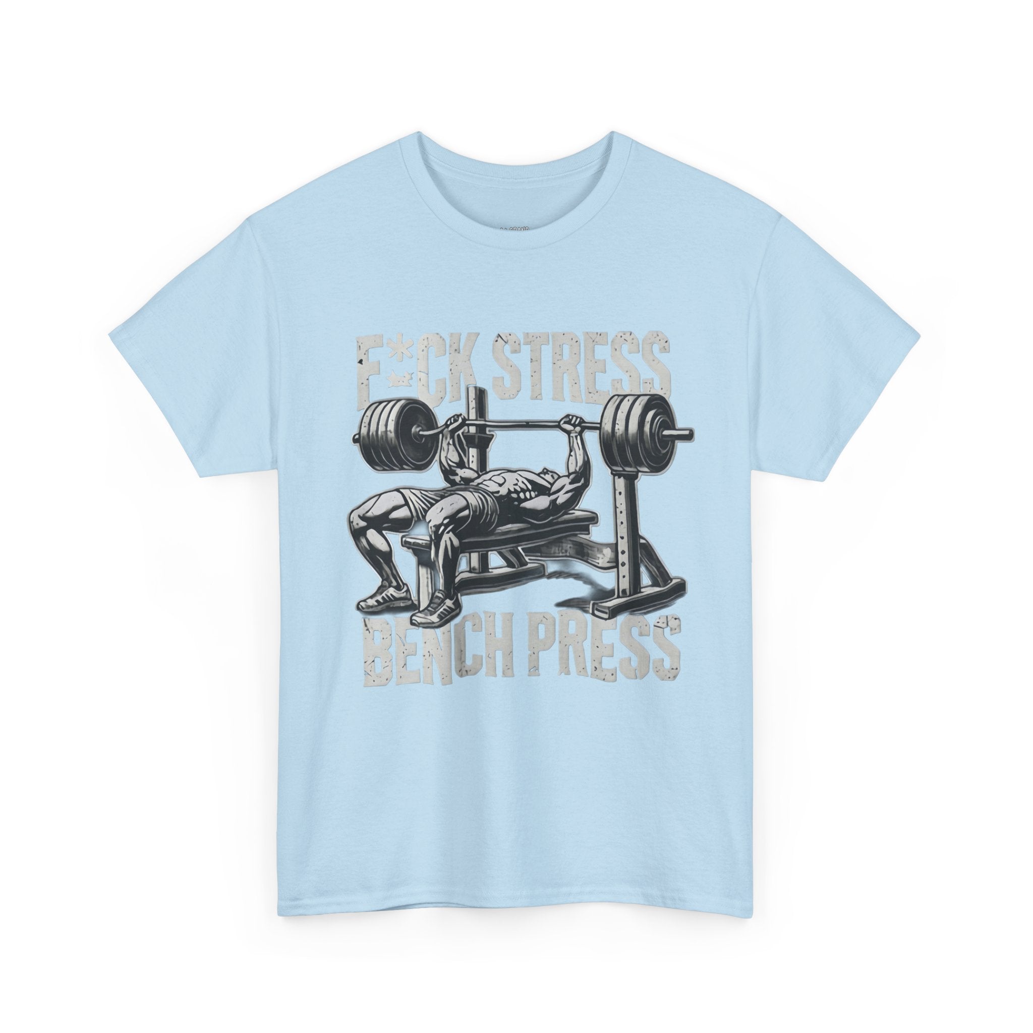 Gym Motivation Unisex Heavy Cotton Tee - "F*CK STRESS, BENCH PRESS"