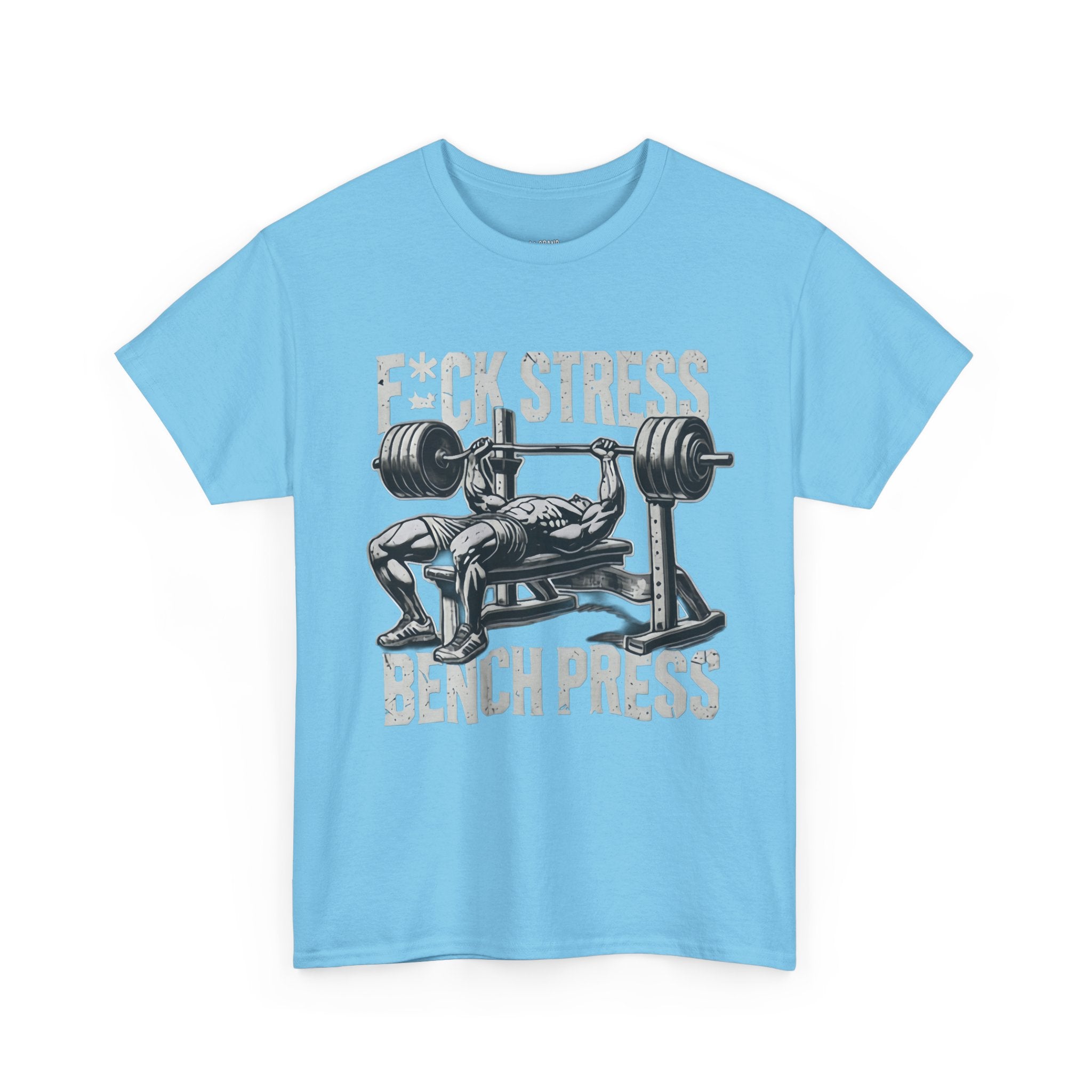 Gym Motivation Unisex Heavy Cotton Tee - "F*CK STRESS, BENCH PRESS"